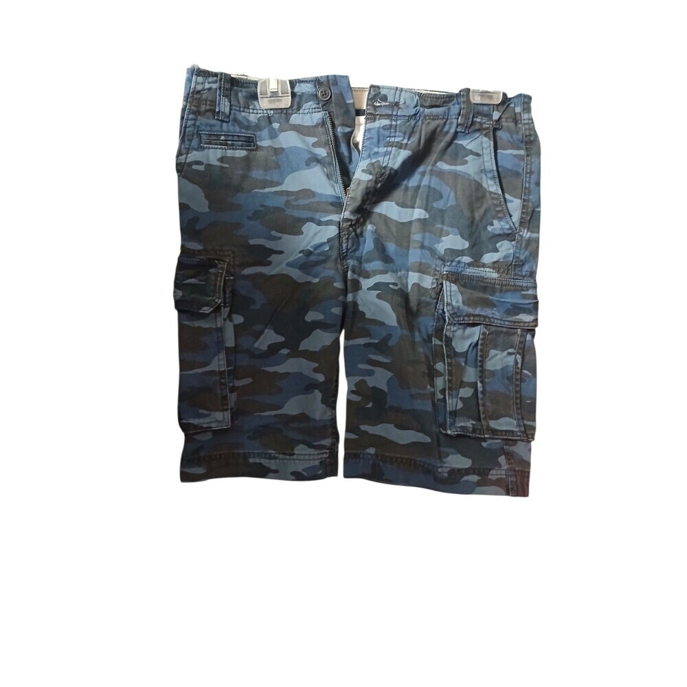 Gap Kids Boys Camo Cargo Shorts Size 16 Husky Blue Camouflage Utility Shorts